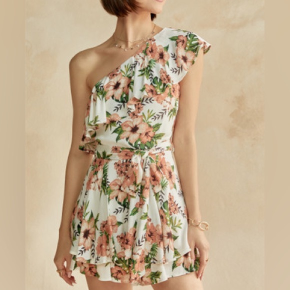 Vida One Shoulder Floral Romper - Picture 1 of 3